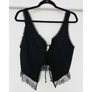 Black Lace Trim Tank Top